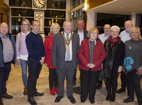 Coleraine and District Samaritan team pictured alongside the Mayor of Causeway Coast and Glens Borough Council, Councillor Ivor Wallace at a recent reception held in Cloonavin.