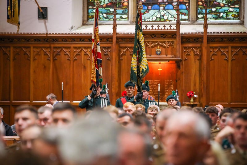 The event marked the formal Laying up of old Colours from the 1st Battalion The Royal Irish Regiment
