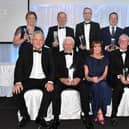The prizewinners at the Mid-Ulster Business Awards which were held in the Royal Hotel, Cookstown on Wednesday evening. Also included are, compere, Adrian Logan, front left, and Julie McKeown, front centre, of main sponsors, Henry Brothers. Credit: Tony Hendron