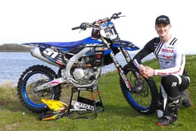 Newtownabbey motocross rider Jay McCrum will race the  GOMX YZ450F Yamaha in the 2024 Ulster and Irish MX1 championships. Picture: Maurice Montgomery