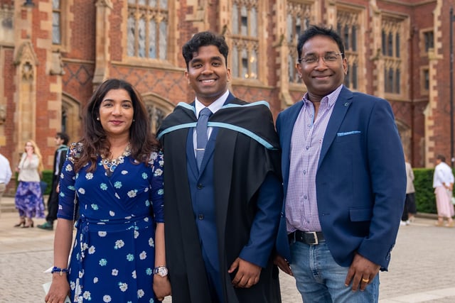 Dean Shine from Dublin with his parents ahead of graduating with a BSc in Computer Science.