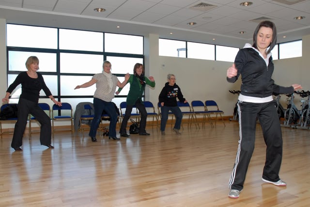 Dance instructor Stacey Maguire puts these ladies through their paces at the dance class during the Community Alive event at Larne Leisure Centre in 2011. INLT 02-009-PSB