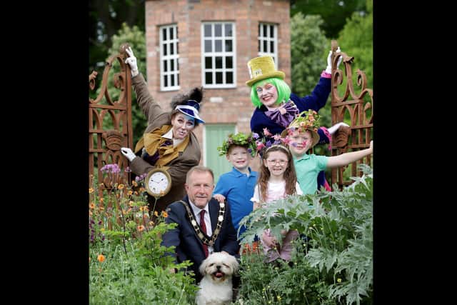 Mayor of Antrim and Newtownabbey, Alderman Stephen Ross, Children’s Theatre Company staff Play Make-Believe, Jacob Young, Toby Young and Sophie Murphy.