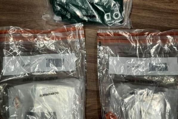 Some of the suspected cocaine found during the search of a car at Mallusk Road, Newtownabbey.