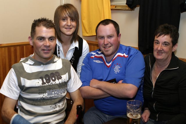 Pictured at a Night at the Races to raise funds for motorbike racer, James McCann (left) at Joey's Bar back in 2007 are his wife, Audrey, Paul Stewart and Claire Tosh.BM22-069SC.