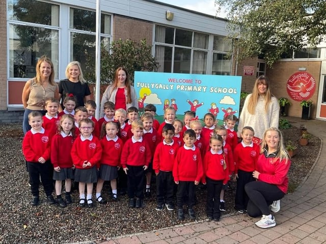 The new P1 class at Tullygally Primary School.