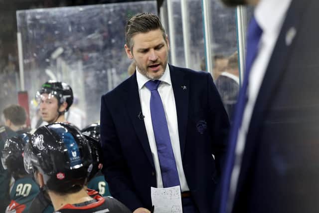 Belfast Giants head coach Adam Keefe during Tuesday’s CHL game against Red Bull Salzburg at The SSE Arena, Belfast.  Photo by William Cherry/Presseye