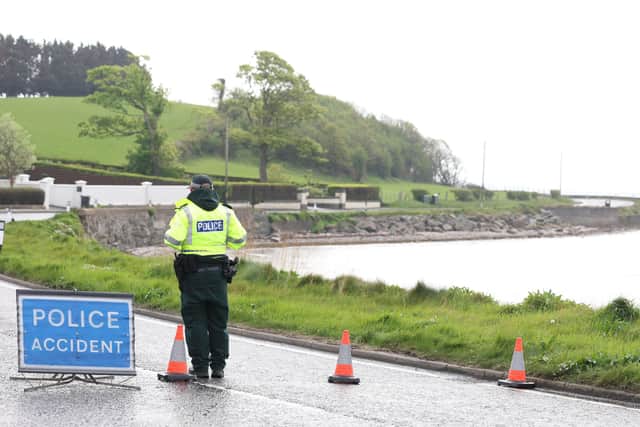 Police on the Portaferry Road, outside Newtownards in Co. Down, where a multi-vehicle collision took place on Friday morning. Picture: Jonathan Porter / PressEye