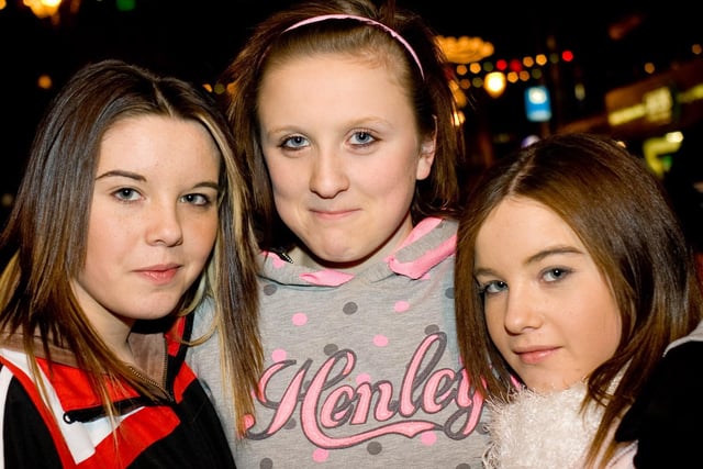 Jessica Taggart, Claire Hanley and Shannon MacAuley, at the switching on of Lisburn's Christmas lights in 2007