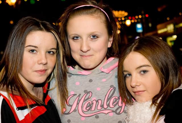Jessica Taggart, Claire Hanley and Shannon MacAuley, at the switching on of Lisburn's Christmas lights in 2007