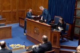 Patrick Brown MLA hands in the A1 petition to the Assembly.