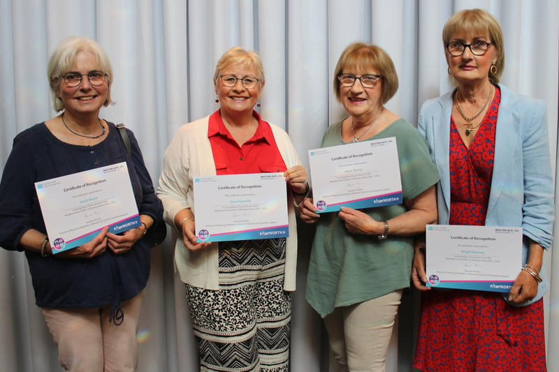 Certificate recipients at the event for staff and volunteers involved with the Northern Health and Social Care Trust’s Covid-19 testing service.