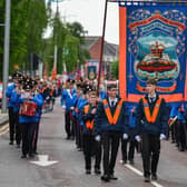 Mullabrack Accordion Band parading with Kilbracks JLOL 75 at the County Armagh Junior Orange Order annual parade in Bangor. Photo: Andrew McCarroll / Pacemaker Press
