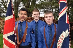 Three members of Ahorey BB ready for the big parade on Sunday: Josh Opolo, Dylan Laverty and Bobby Harrison. PT14-200.