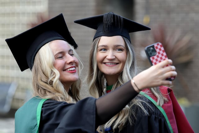 Mine Murphy from Dublin and Blair Delaney from Carlow graduate with a Masters in Biomedical Science from the Ulster University Coleraine at the Graduation Winter Ceremony on Wednesday morning.