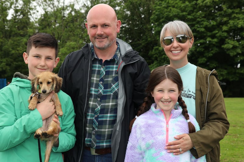 ' Luna' with Amanda, Johnny, Jack and Charlotte at the sausage dog parade.