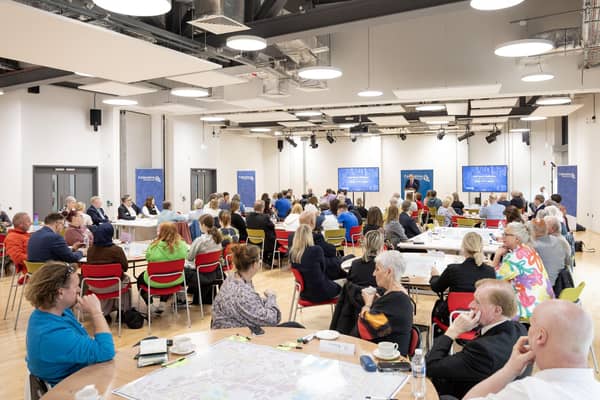 Representatives from local businesses, community organisations and Elected Members attended the launch of the Coleraine Future Town Fund held in the Northern Regional College Causeway Campus.  CREDIT CCGBC