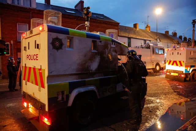Police in Ballymena during disorder in June 2025. Picture: Press Eye