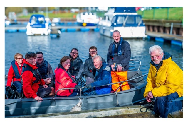 The volunteer group, including Cllr Lee Kane and Cllr Peter McCully, setting sail with Richard Connor, Sea2it.