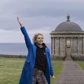 Saoirse-Monica Jackson filming for Tourism Ireland’s new global campaign at Mussenden Temple.