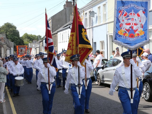 Ballymoney, Rasharkin, Cloughmills, Bushmills and Ballycastle were in attendance at the Twelfth demonstration in Ballymoney with a total of 43 Lodges and 22 bands.
