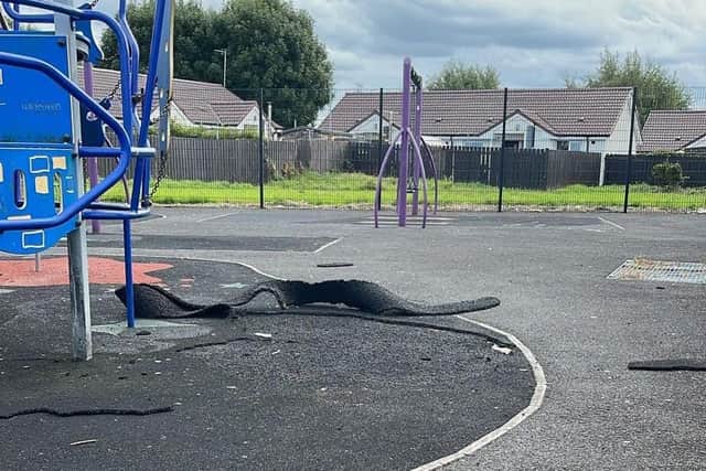 Children's play park in north Lurgan, Co Armagh is vandalised.