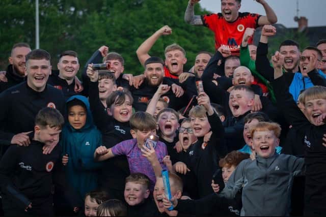 Members of Glendowan’s youth team joining the celebrations with the seniors