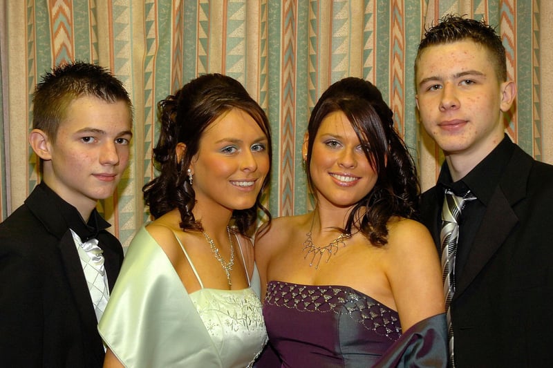 Aaron, Kelly Jayne, Sarah Ann and Mark pictured at Magherafelt High School formal in 2007.