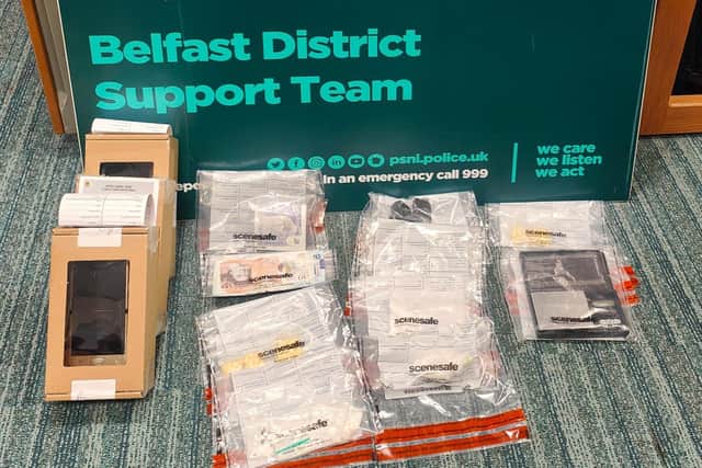 An estimated £4,000 worth of suspected drugs was seized. (Pic: PSNI).