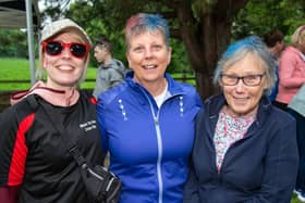Enjoying the atmosphere at the Mavemacullen Accordion Band colour run are from left, Donna Laverty, Lorraine Cowan and Lynn Newell. PT21-230.