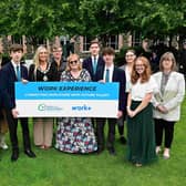 Mayor or Antrim and Newtownabbey, Councillor Leah Kirkpatrick, and Deputy Mayor Councillor Julie Gilmour, with pupils from Integrated College Glengormley and work placement providers, BIA and the Rabbit Hotel.