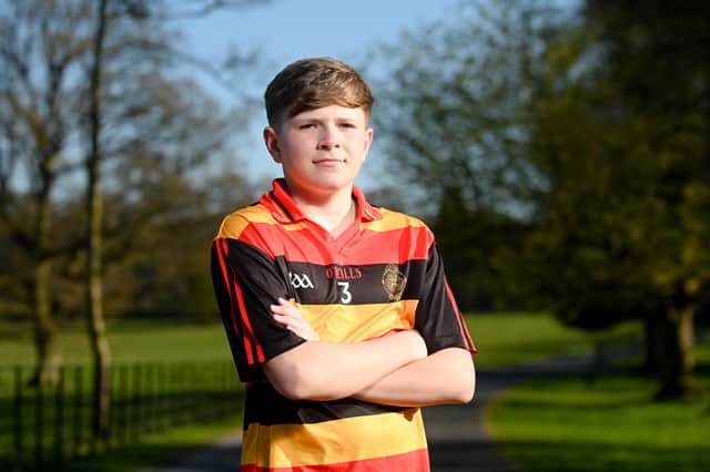 Young Abbey CBS player Harry Cooney was announced as the March 2025 winner of the Ulster Schools Player Of The Month. Picture: Brendan Monaghan