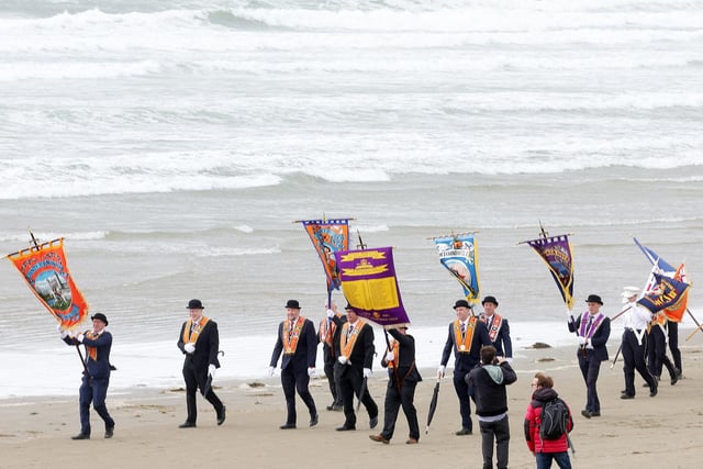 The annual Orange Order parade in the Co. Donegal seaside village of Rossnowlagh.