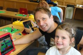 Joel Simon and Katie Heherty pictured at the Lego event in Sheskburn Ballycastle.