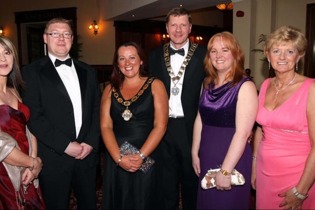 Glengormley Chamber of Trade and Ballyclare Chamber of Commernce hosted their May Ball at Corr's Corner Hotel in 2010. Pictured were Jane and Iain Patterson, Deputy Mayor Paula Bradley, Niall and Nichola McConkey and Suzanne McPhillips.