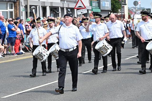 Keeping the beat during the parade through Carrickfergus.