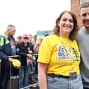 Joey Dunlop's daughter, Joanne pictured with six times World Superbike champion, Jonathan Rea during the Joey Dunlop 25 Celebration in Ballymoney.