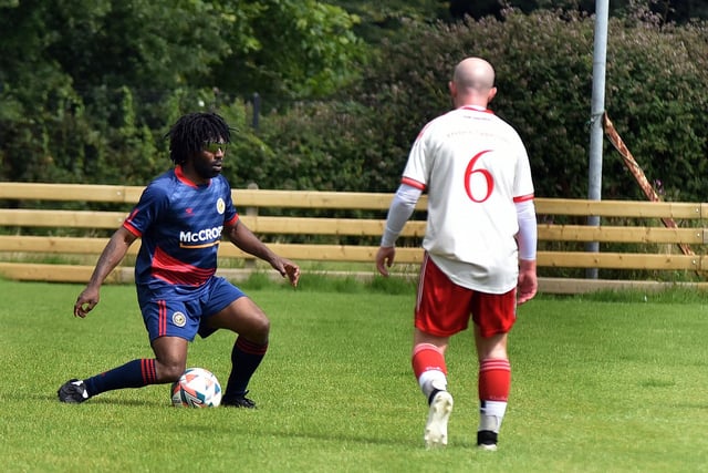 Social media star star Black Paddy in action during Sunday's charity match. LM32-218.