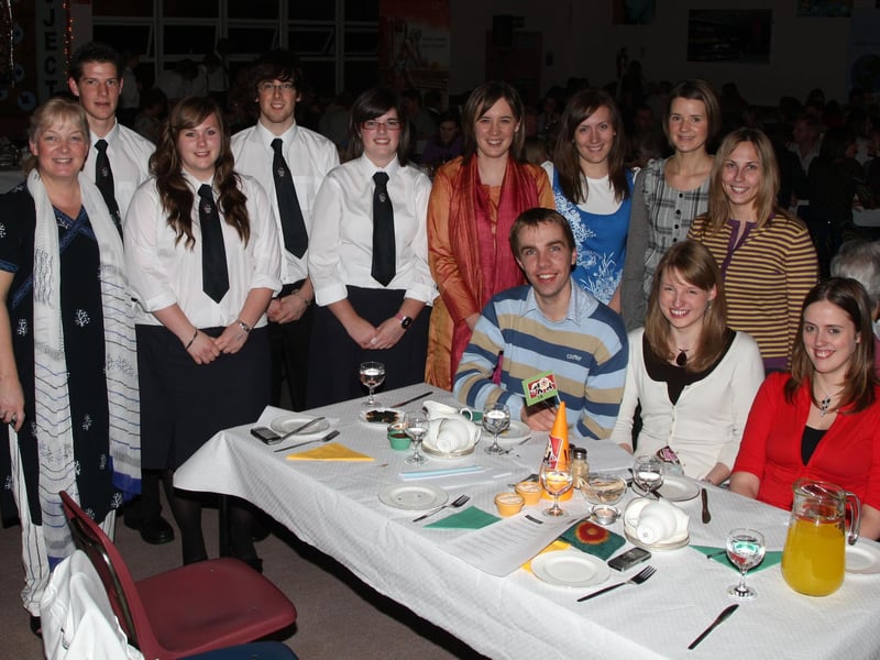 Pictured in 2007 are pupils and staff from Ballymena Academy, who organised an Indian food evening to raise funds for their ‘Delhi Project'. Included are students Emma McAllister, Florence Kennedy, Stephen Scullion and Rachael McKelvey and staff members Mrs Healey and Miss Bassett along with some of those who attended. BT41-105JC