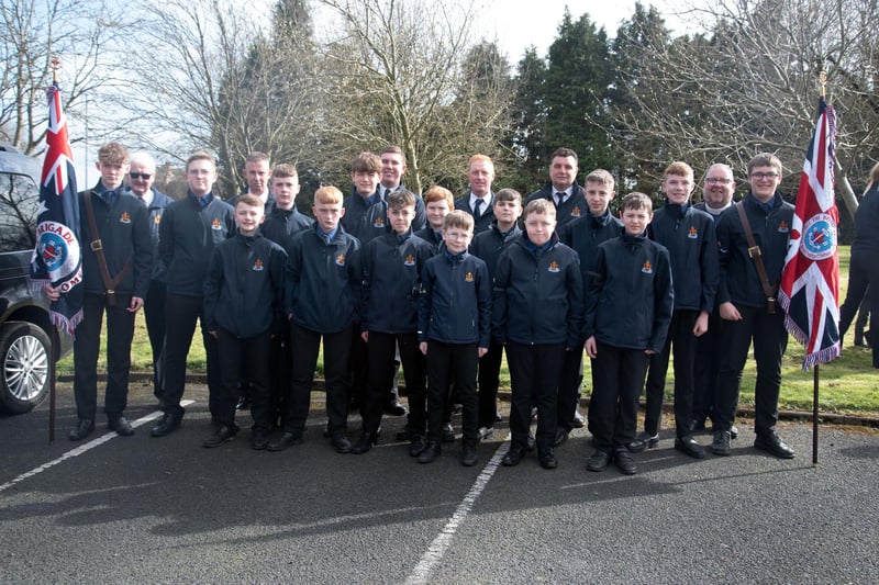 Tullyallen and Mountnorris BB members and officers pictured before Sunday's Portadown BB Battalion parade. PT13-224.