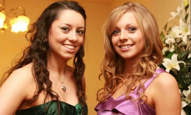 Sarah Cuthbertson and Natasha Henderson pictured at the Knockagh Lodge for the East Antrim Hunt Ball in 2010.