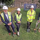 Pictured from left are John Sowter, Design and Planning Director at Henry Brothers Construction, Tracy Allen, Chief Executive, Derbyshire Community Health Services NHS Foundation Trust, Jim Austin, Executive Director, Derbyshire Community Health Services NHS Foundation Trust, and Robert Mason, Project Manager at Henry Brothers Construction. Credit: Supplied