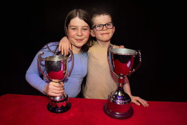 Sibling silverware...Katie and Luke Maginn keeping it in the family winning overall prize awards at the final night of  Portadown Speech Festival. PT10-217.
