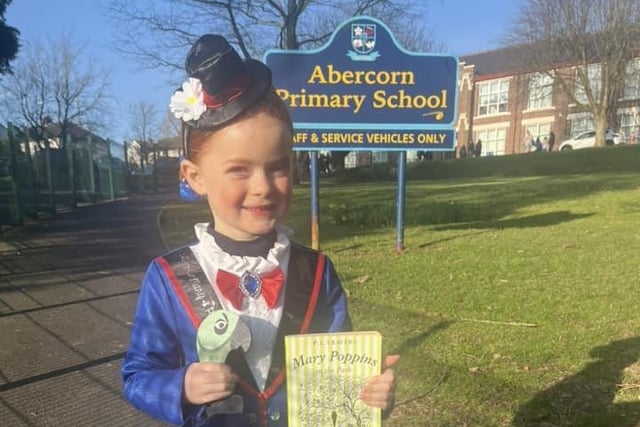 Six year old Anna Magill from Abercron Primary School as Mary Poppins.