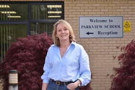 Alderman Amanda Grehan pictured in 2021 taking up a position on the Parkview Special School Board of Governors. Pic Credit: Alliance Party