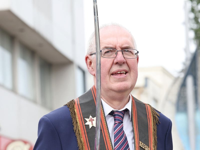 On the march during the Lurgan Royal Black District Chapter No 2 parade in Bangor, Co. Down.