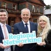 Chris Morrow, NI Chamber; Ian Hunter, NIE Networks, and Petrina McAuley, NI Chamber.
