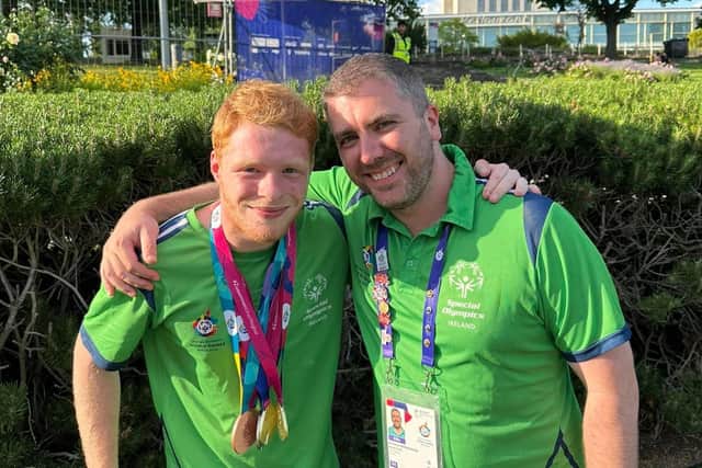 Jonathan with his Coach Anthony Monaghan. Pic credit: Sue McCartney