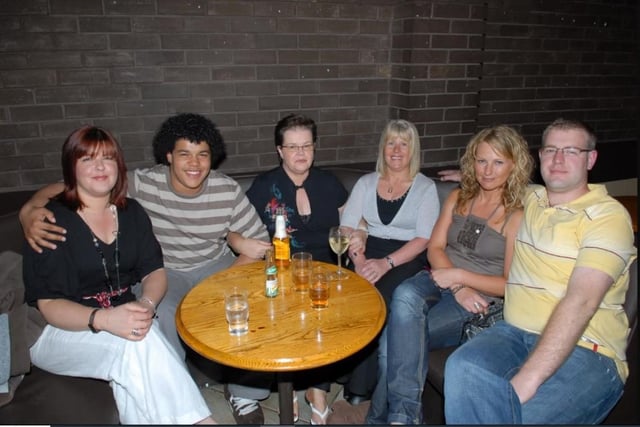 Valerie and Alan Danso, Jasmin McAdam, Avril McCombe and Gillian and Chris McAdam enjoying the Larne Football Club night in the Kiln in 2007. Photo by: Peter Rippon