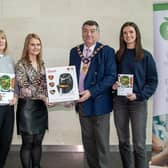 The Mayor of Mid and East Antrim, Alderman Noel Williams, with Karen Bruce, environmental health officer; Sandra Anderson, Northern Healthy Lifestyles Partnership and Orlagh McCaughan, business and community support officer.